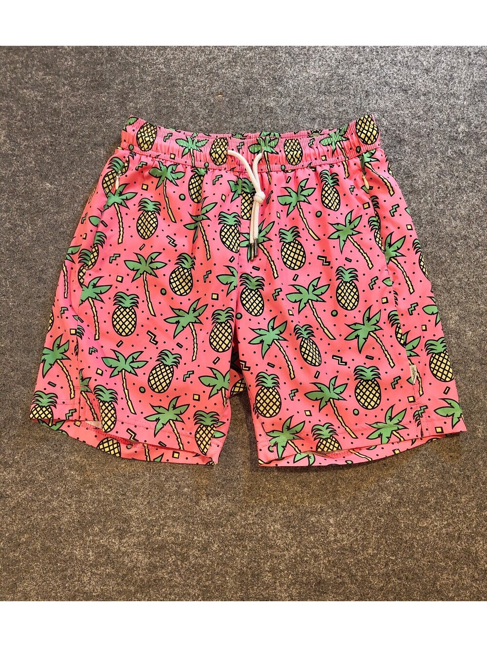 Maamgic Pineapple Palm Tree Swim Trunks XS Pink Tropical Shorts